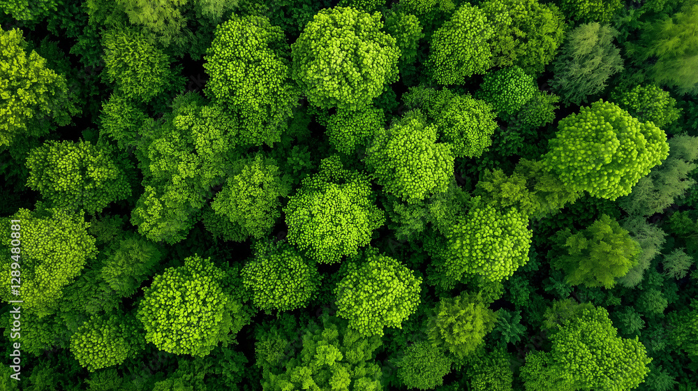 Forest Canopy Aerial View Highlighting Nature's Carbon Absorption Benefits Forest Canopy Aerial View Highlighting Nature's Carbon Absorption Benefits