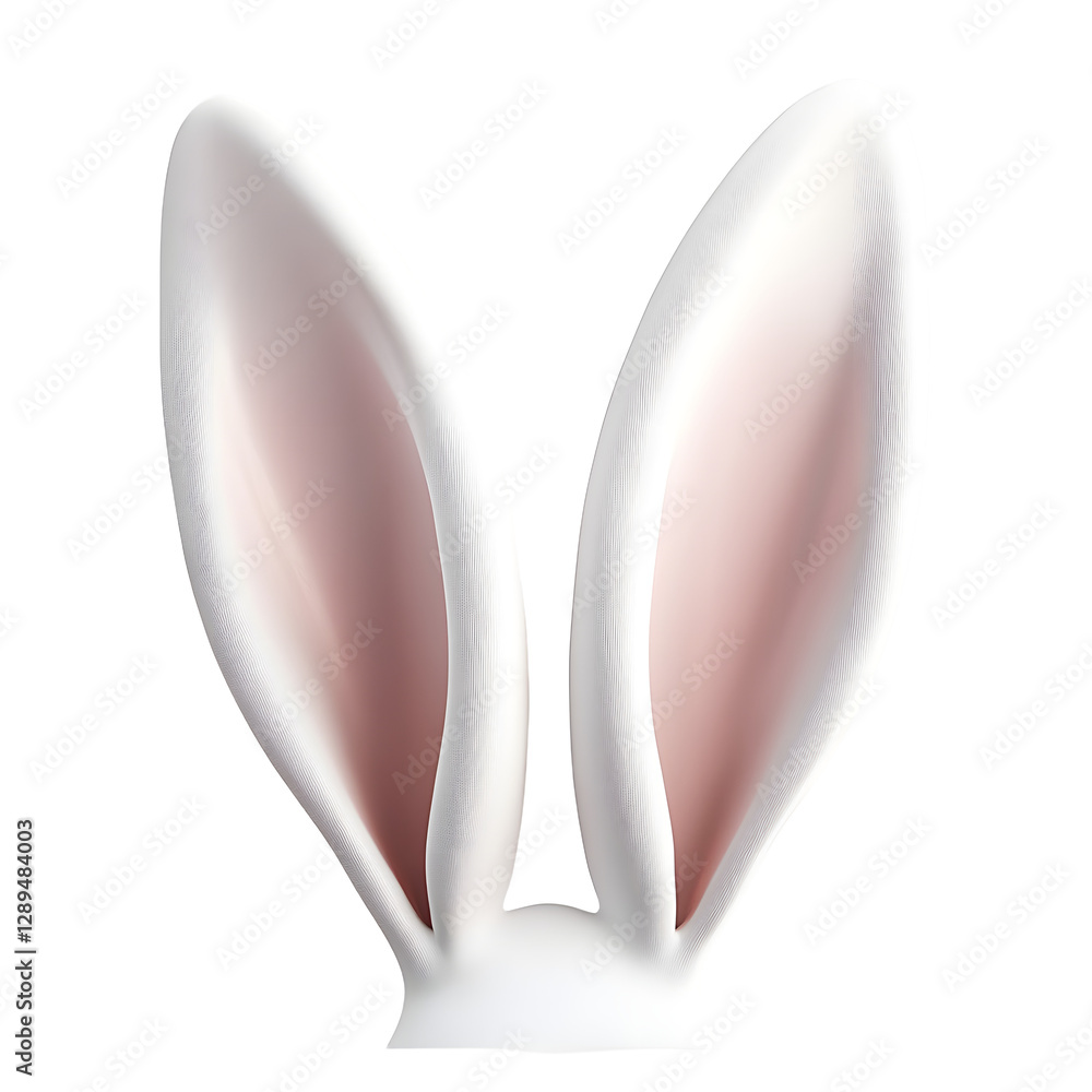 Fototapeta premium White rabbit ears transparent cut-out background. Easter day. 3d rendering illustration.