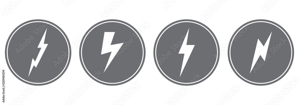 Lightning icon set. Line and glyph flash sign. Outline thunderbolt symbol Lightning icon set. Line and glyph flash sign. Outline thunderbolt symbol