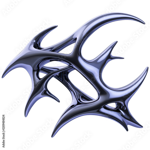 Intricate tribal metal design showcasing gothic neo aesthetics with a stylized emo shape