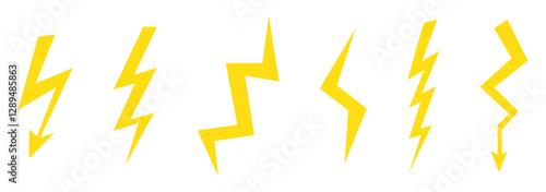 flash lightning bolt icon set. flash thunder power icon. Electric symbols set. Electric lightning symbols. Flash light sign. Electric vector icons, Bolt lightning flash icons