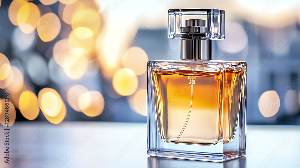 A bottle of perfume is sitting on a table. generated using AI A bottle of perfume is sitting on a table. generated using AI