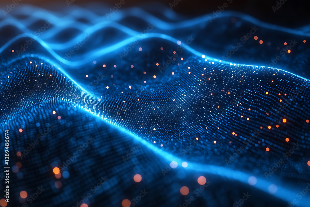 An abstract digital background highlighted by connecting blue and black data points, representing futuristic networks, technology, and artificial intelligence An abstract digital background highlighted by connecting blue and black data points, representing futuristic networks, technology, and artificial intelligence