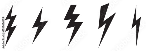 black and white arrow flash lightning bolt icon. Electric power symbol. Power energy sign lightning bolt illustration thunder icon