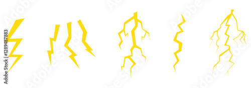 flash thunder power icon set. Flash lightning bolt symbol. Energy power sign