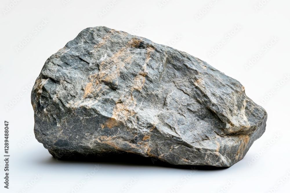 Obraz premium Natural Rock Formation on Simple Background - A large, textured rock is displayed against a light background, showcasing its natural features and colors