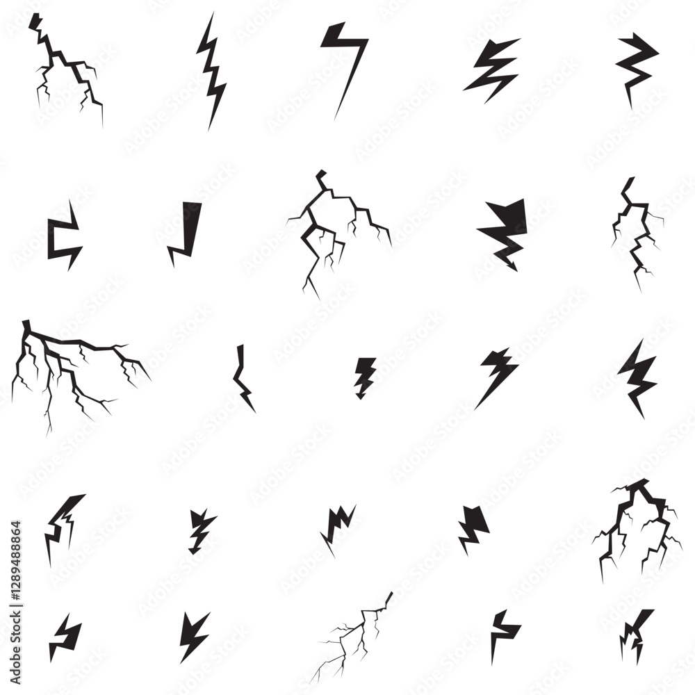 Fototapeta premium lightning bolt illustration thunder icon set flash icon lighting icon set