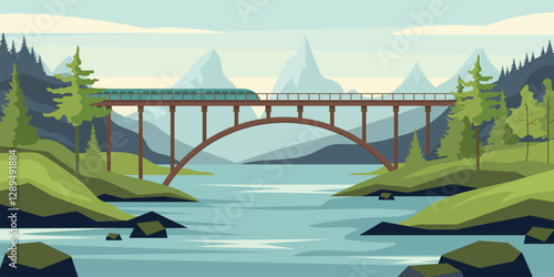 Bridges landscape. Urban background with bridge landscape recent vector illustration template