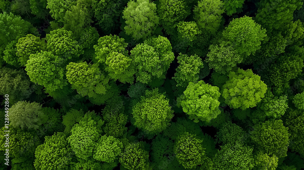 Aerial view of a lush forest highlighting carbon neutrality and conservation Aerial view of a lush forest highlighting carbon neutrality and conservation