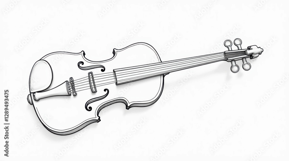 Obraz premium Continuous Line Drawing of a Violin