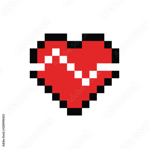 Cute pixel cartoon 8bit character feel love happy happiness heart emotion decoration in love 8 bit happy red heart video game isolated PNG vector.