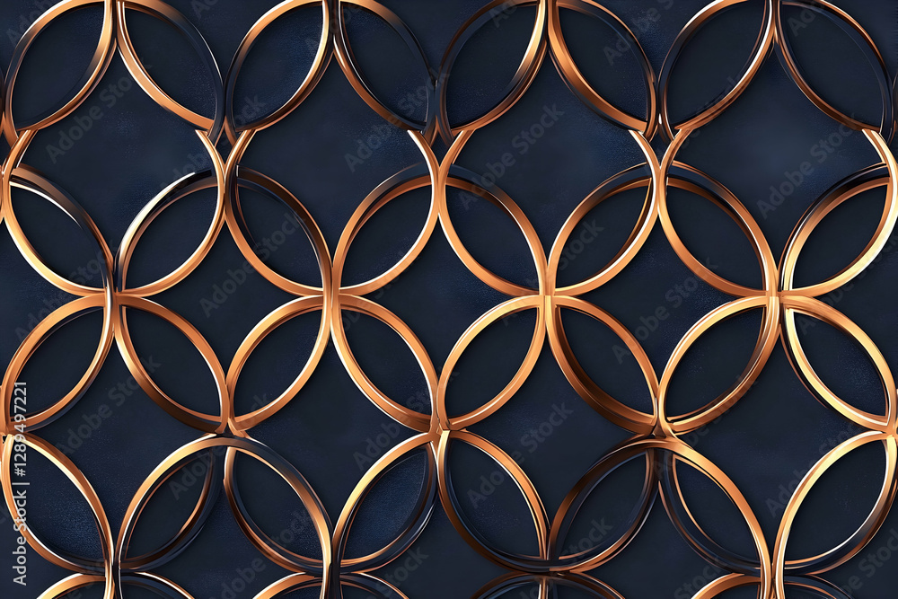 Luxury Metallic Seamless Pattern with Interlocking Circular Motifs Luxury Metallic Seamless Pattern with Interlocking Circular Motifs
