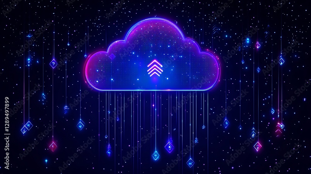 A clean vector illustration of a cloud with upload and download arrows. A clean vector illustration of a cloud with upload and download arrows.