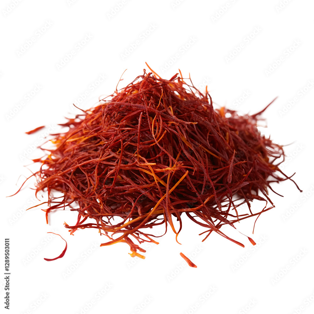Naklejka premium Saffron Threads: Perfect for Spices, Gourmet Cooking, Luxury Ingredients, Exotic Flavors, Seasoning, and Culinary Arts Concepts.