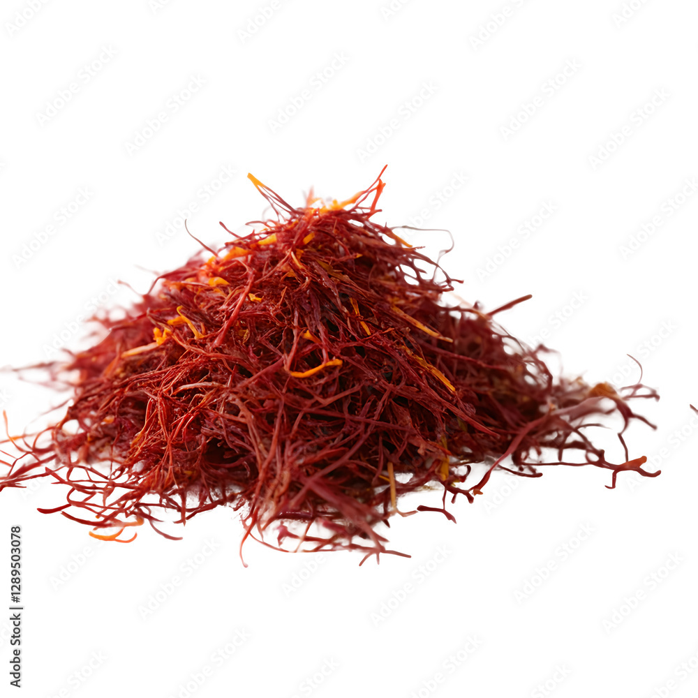 Naklejka premium Saffron Threads: Perfect for Spices, Gourmet Cooking, Luxury Ingredients, Exotic Flavors, Seasoning, and Culinary Arts Concepts.