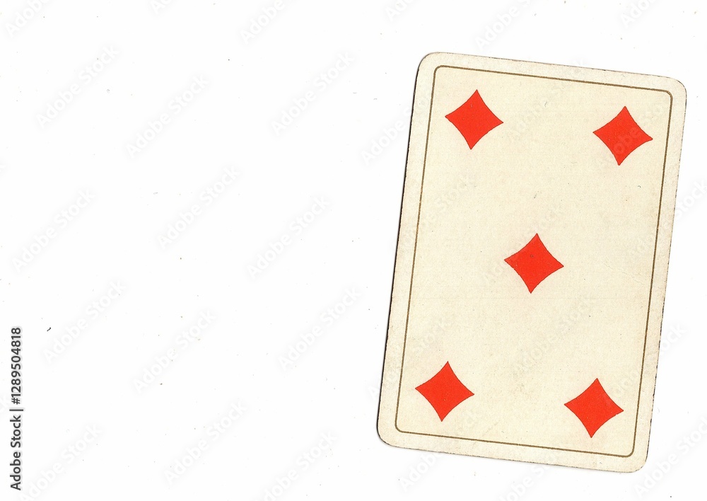 Obraz premium An antique playing card with space for copy or text on a white background.