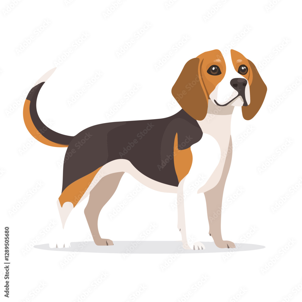 Minimalist flat illustration of Beagle, featuring a clean design isolated on a white background.
Minimalist flat illustration of Beagle, featuring a clean design isolated on a white background.