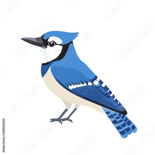 Minimalist flat illustration of Blue Jay, featuring a clean design isolated on a white background.

 photo