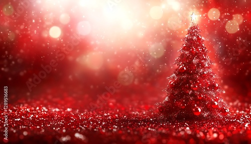 Red Christmas tree glitter background