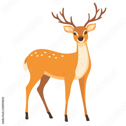 Minimalist flat illustration of Deer, featuring a clean design isolated on a white background.

