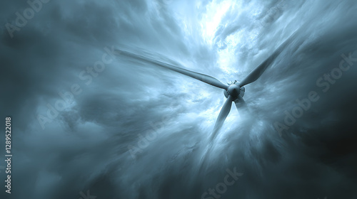 Obraz na płótnie A dynamic image showing wind turbines spinning rapidly under fast-moving storm clouds. w salonie