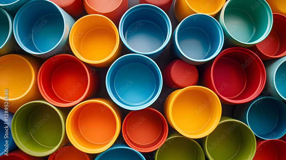 A striking composition of multicolored containers perfectly aligned to create a mesmerizing pattern. A striking composition of multicolored containers perfectly aligned to create a mesmerizing pattern.