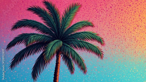Funky Pop Art Palm Tree with Neon Hues