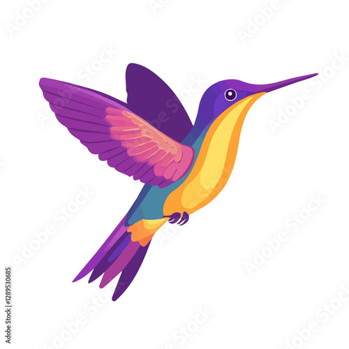 Minimalist flat illustration of Hummingbird, featuring a clean design isolated on a white background.

