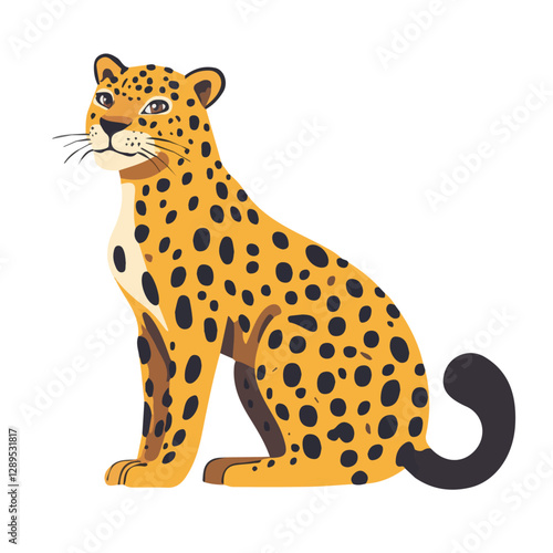 Minimalist flat illustration of Leopard, featuring a clean design isolated on a white background.

