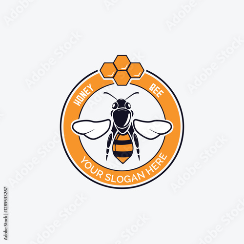 organic natural honey bee logo design vector