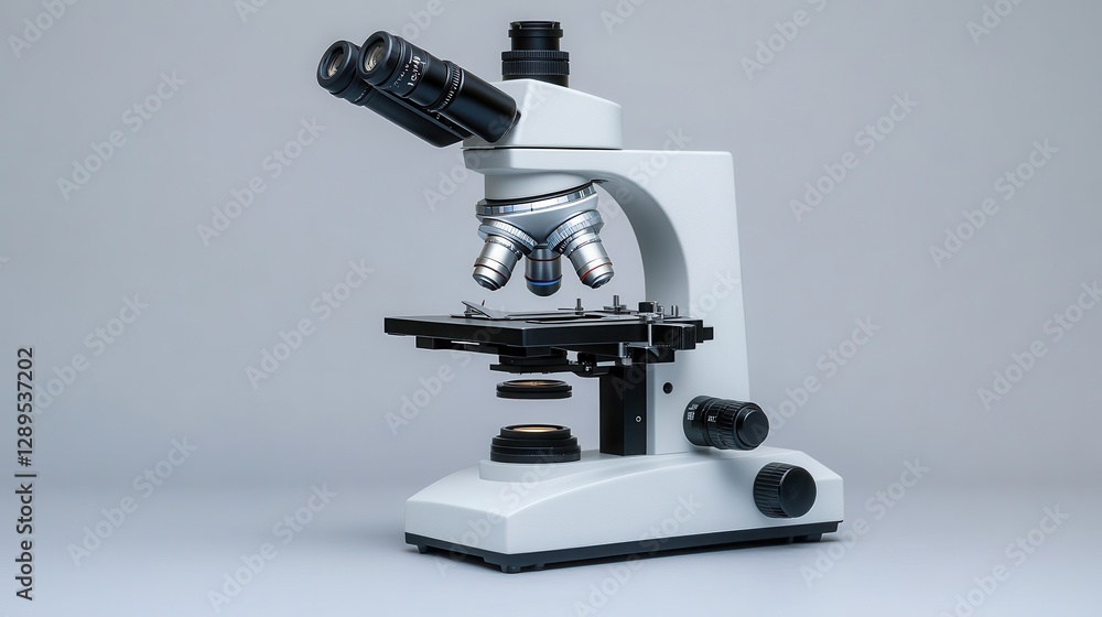 Modern laboratory microscope with multiple lenses for scientific research Modern laboratory microscope with multiple lenses for scientific research