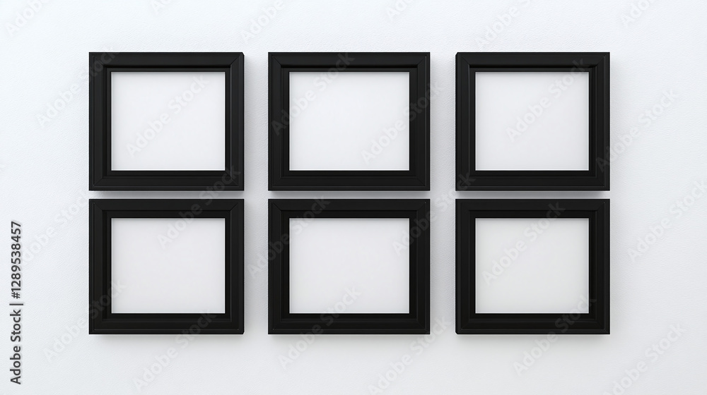 Four Identical Portrait Frames Arranged Mockup For Art Display Four Identical Portrait Frames Arranged Mockup For Art Display