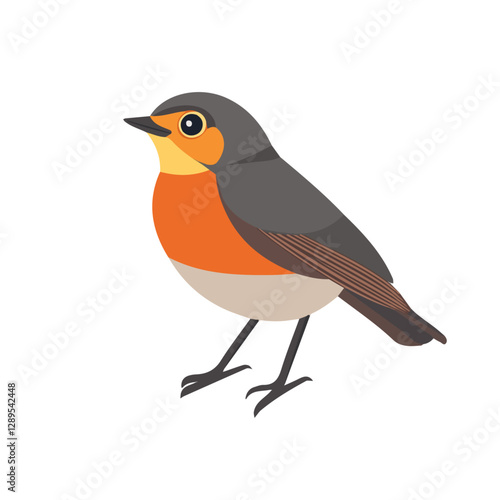 Minimalist flat illustration of Robin, featuring a clean design isolated on a white background.

