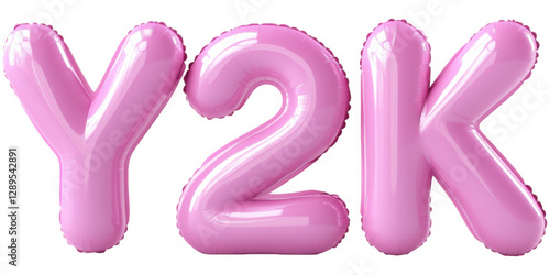 Pink balloon letters spelling Y2K at a festive event for the new millennium celebration