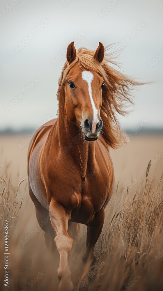 Obraz premium Elegance in motion a galloping horse in soft minimalist style