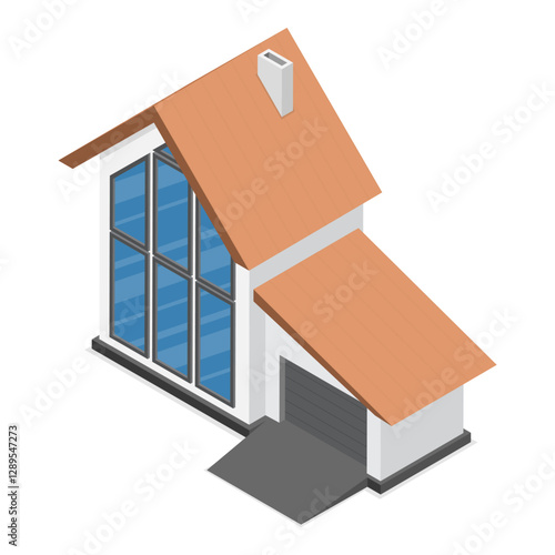 3D Isometric Flat Vector Set of Village Buildings, Various Small and Big Houses. Item 5