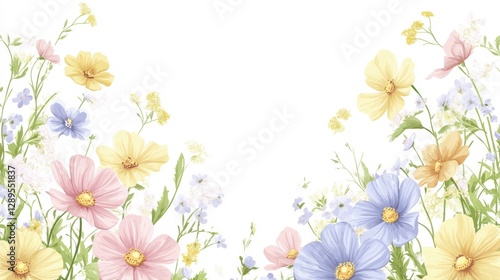 Beautiful background template made of Spring flowers.