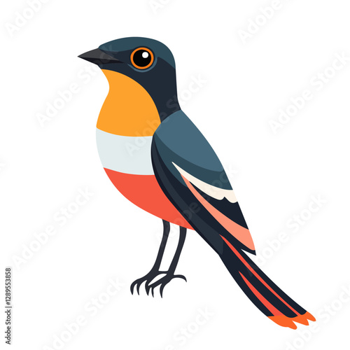 Minimalist flat illustration of Trogon, featuring a clean design isolated on a white background.

