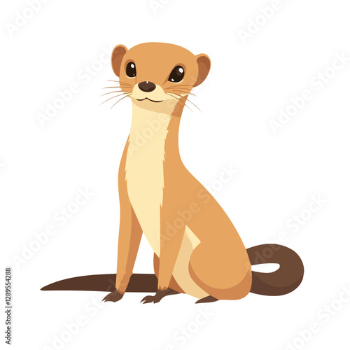 Minimalist flat illustration of Weasel, featuring a clean design isolated on a white background.

