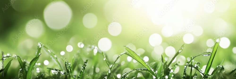 Obraz premium Green fresh grass lawn in Spring.