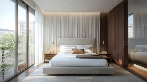 Elegant modern luxury bedroom neutral tones and cozy design