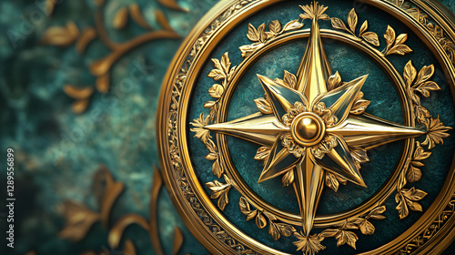 A compass with intricate floral details and the four cardinal directions symbolizing guidance and nature.