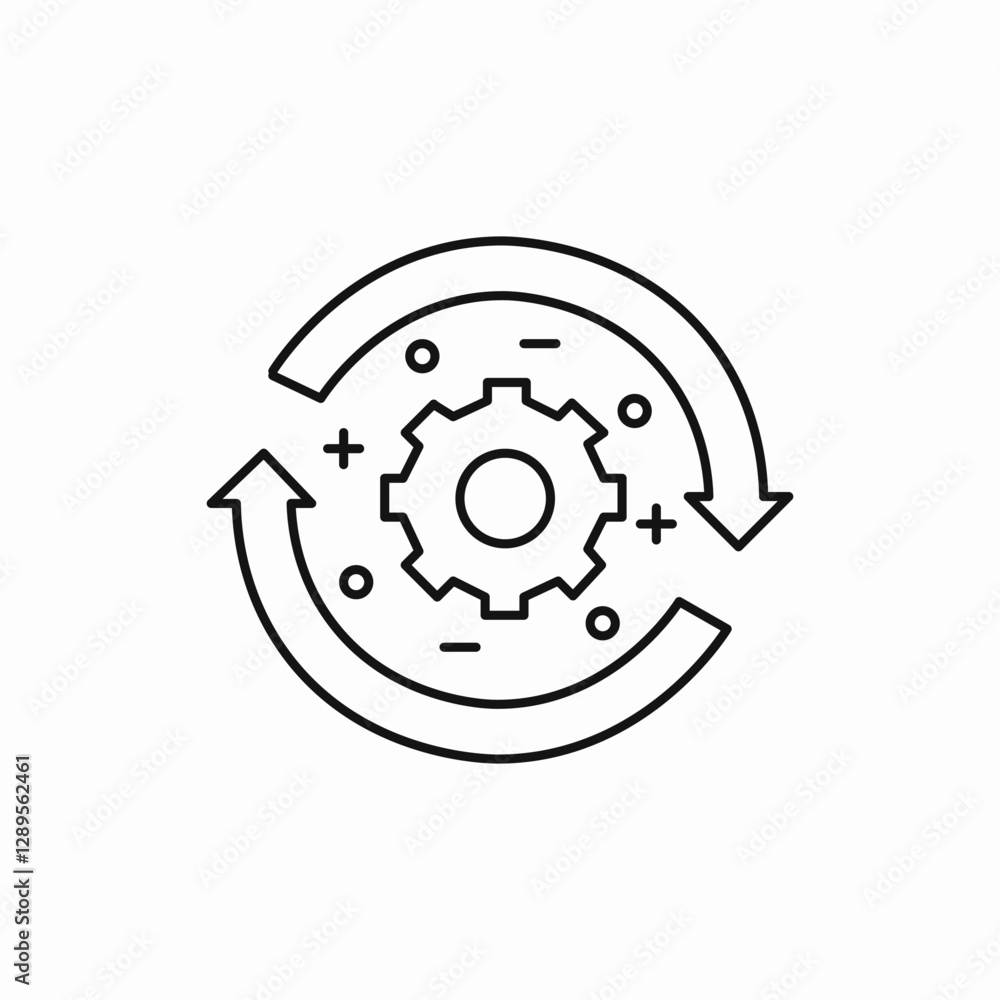 Gear rotation process icon vector sign Gear rotation process icon vector sign