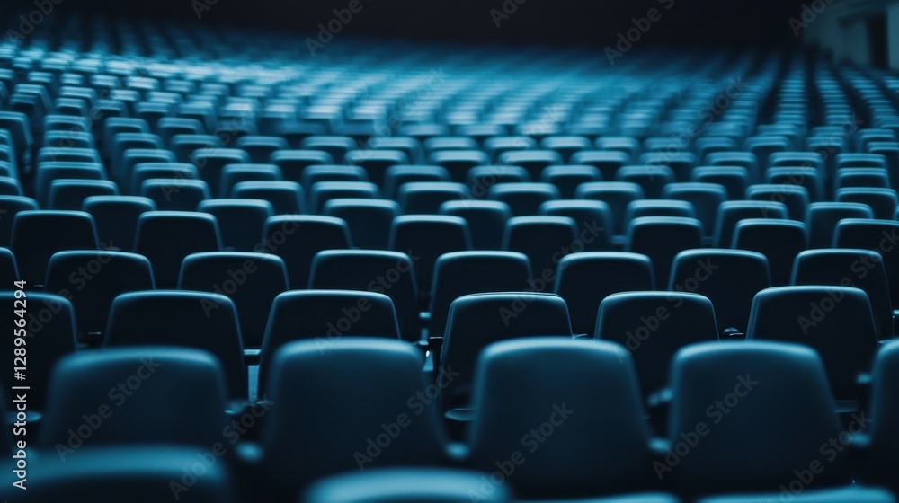 Obraz premium A spacious conference hall with rows of empty chairs, ready for an event or presentation.