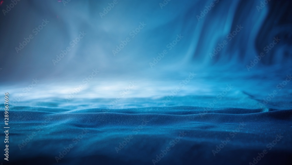 Abstract Blue Fabric Waves with Soft Lighting