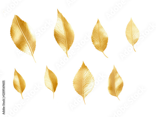 gold leaves set of 8 