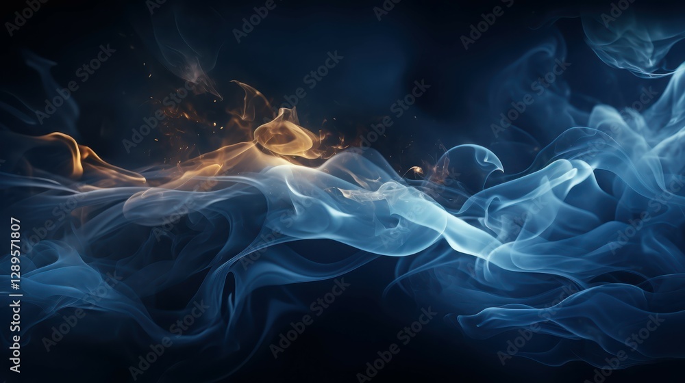 Fototapeta premium Elegant Thin Smoke Swirling in Dark Background – Moody Cinematic Visual
