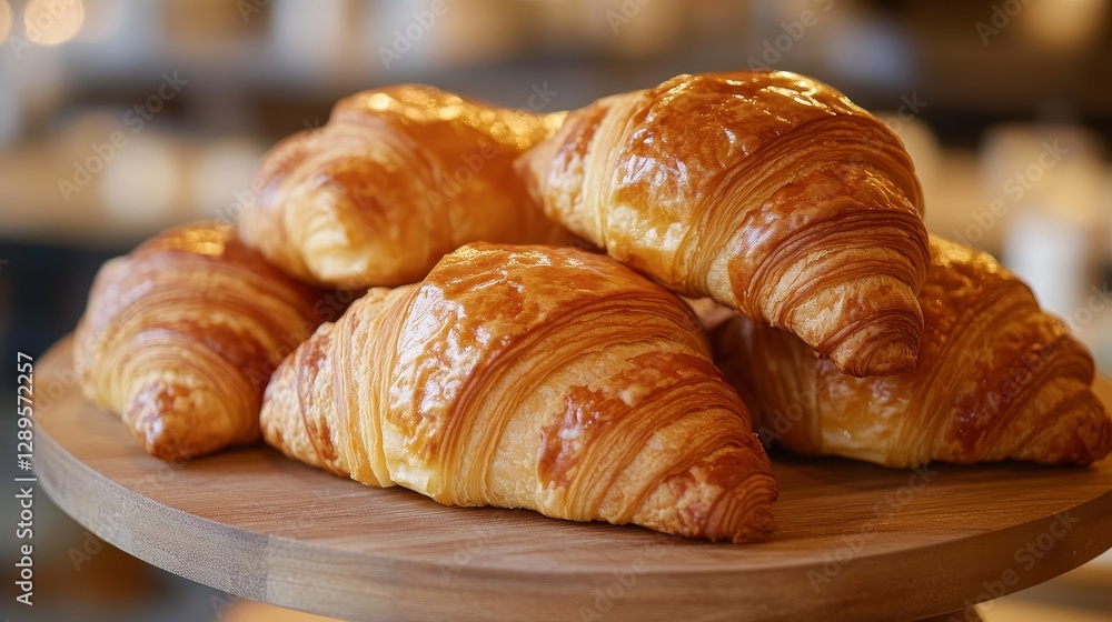 Croissants served at a French bakery cafe. Perfect for a dessert or breakfast. Croissants served at a French bakery cafe. Perfect for a dessert or breakfast.