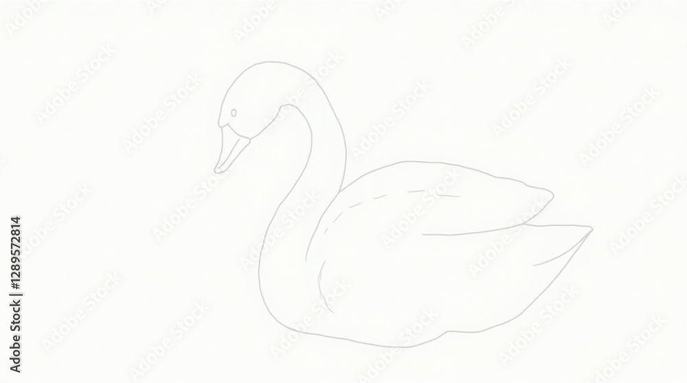 Elegant Line Drawing of a Swan with Curved Neck Elegant Line Drawing of a Swan with Curved Neck