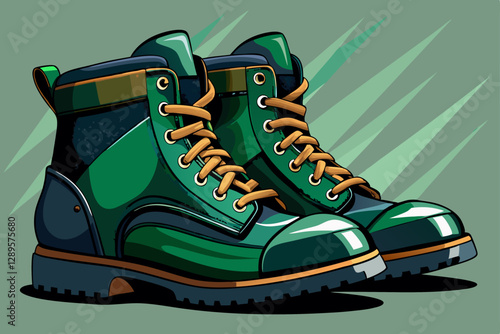 vector of  Dark green and black men's boots